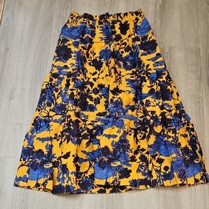 Anthropologie Somerset Skirt with Blue and Black Floral Print